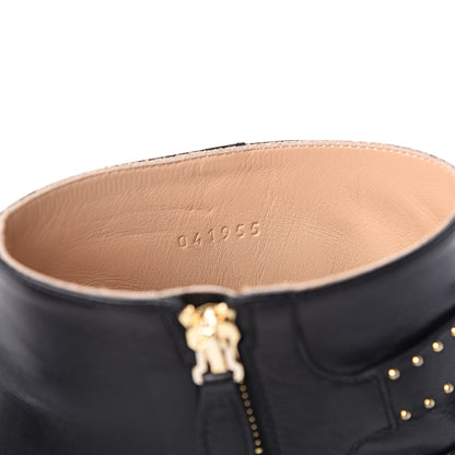 Chloe Nappa Sheepskin Studded Susanna Ankle Boots 37 Black 9 of 10
