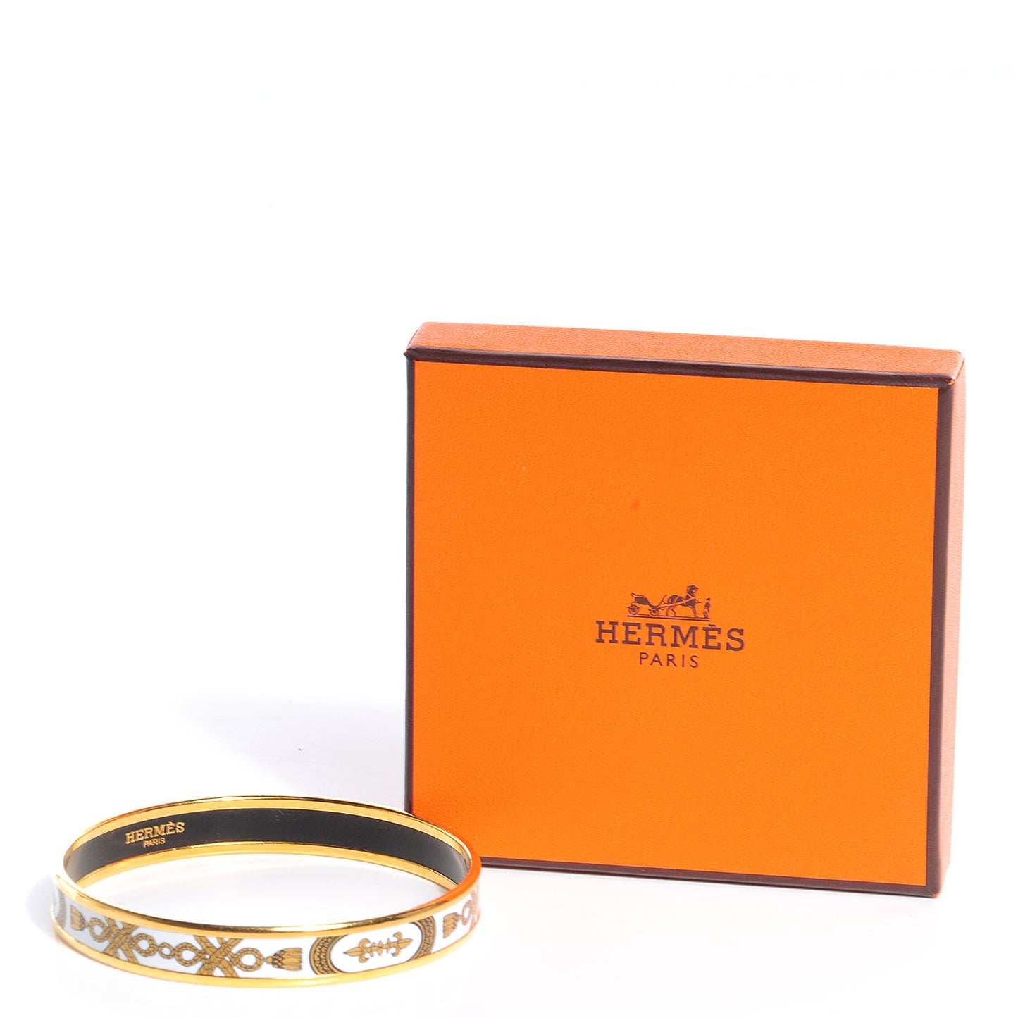 Enamel Printed Grand Apparat Narrow Bracelet 65 Blanc
