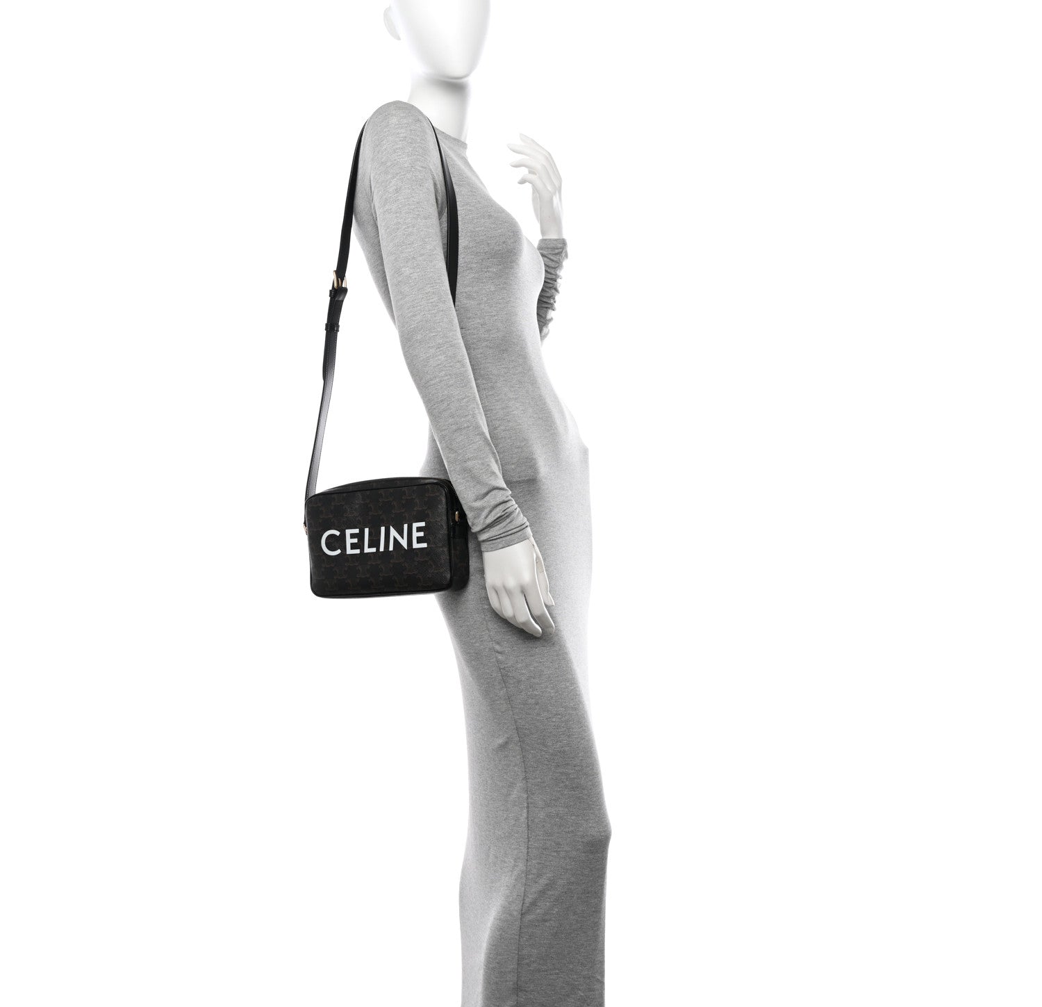 Celine Triomphe Canvas Medium Messenger Bag Black 2 of 11