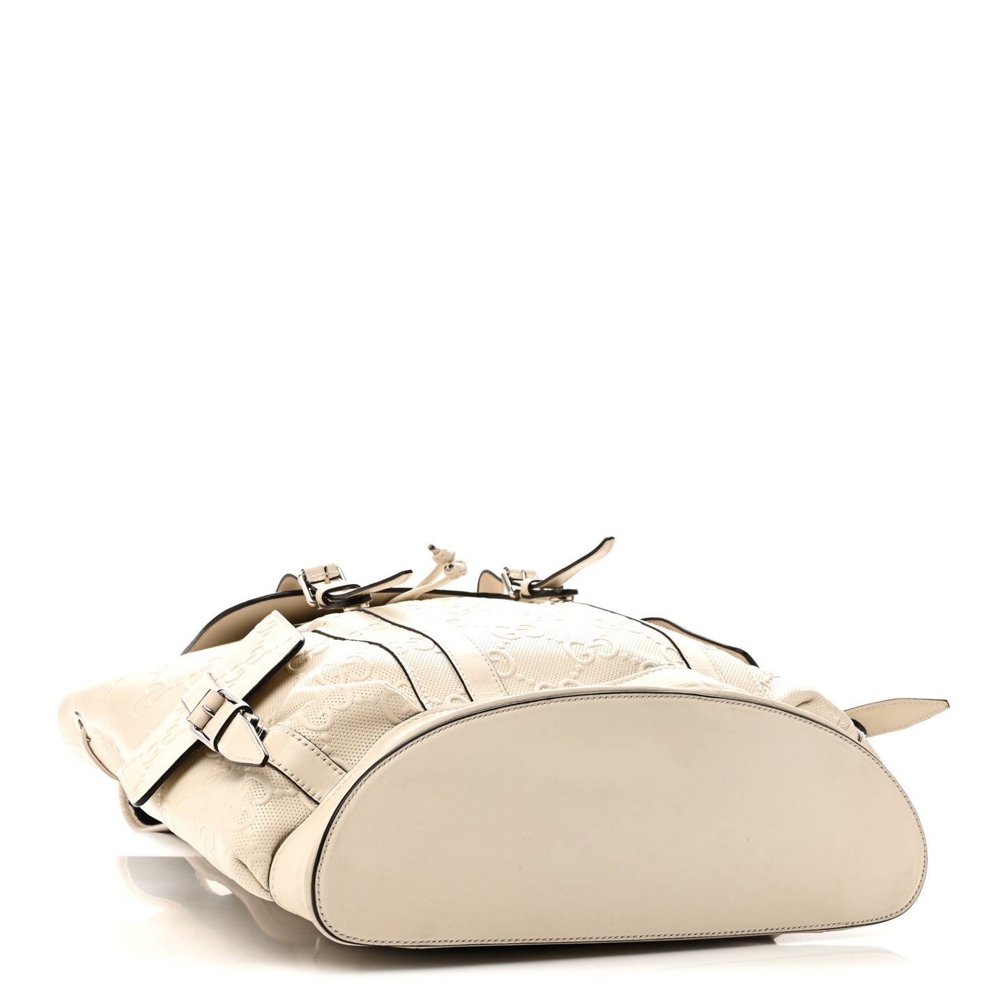 Piuma Calfskin Jumbo GG Embossed Double Buckle Backpack Mystic White