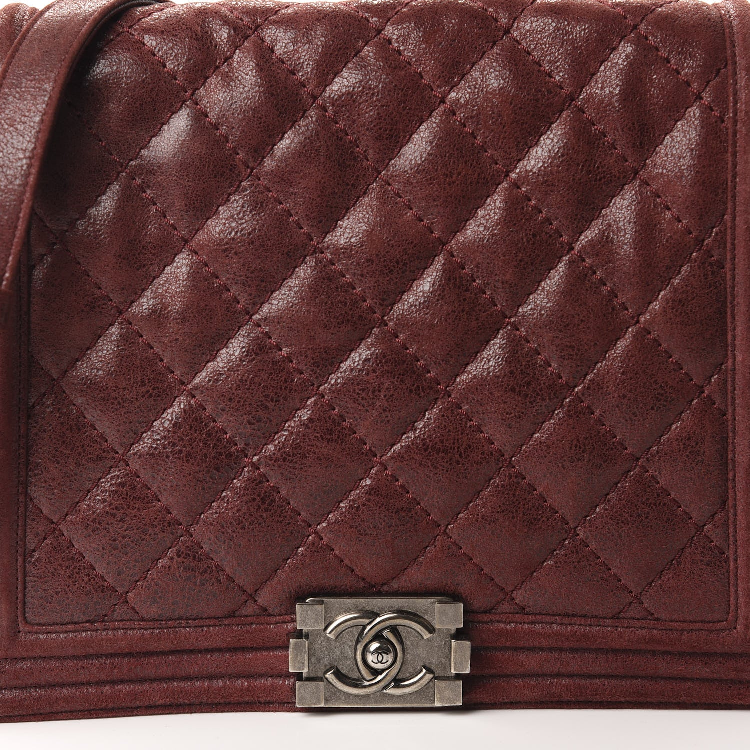 Chanel Iridescent Calfskin Quilted Medium Gentle Boy Flap Dark Red 12 of 12