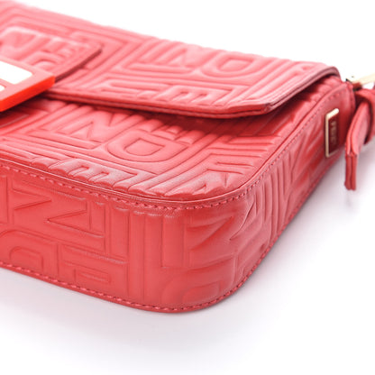 Fendi Nappa Logo Embossed Baguette Red 9 of 11