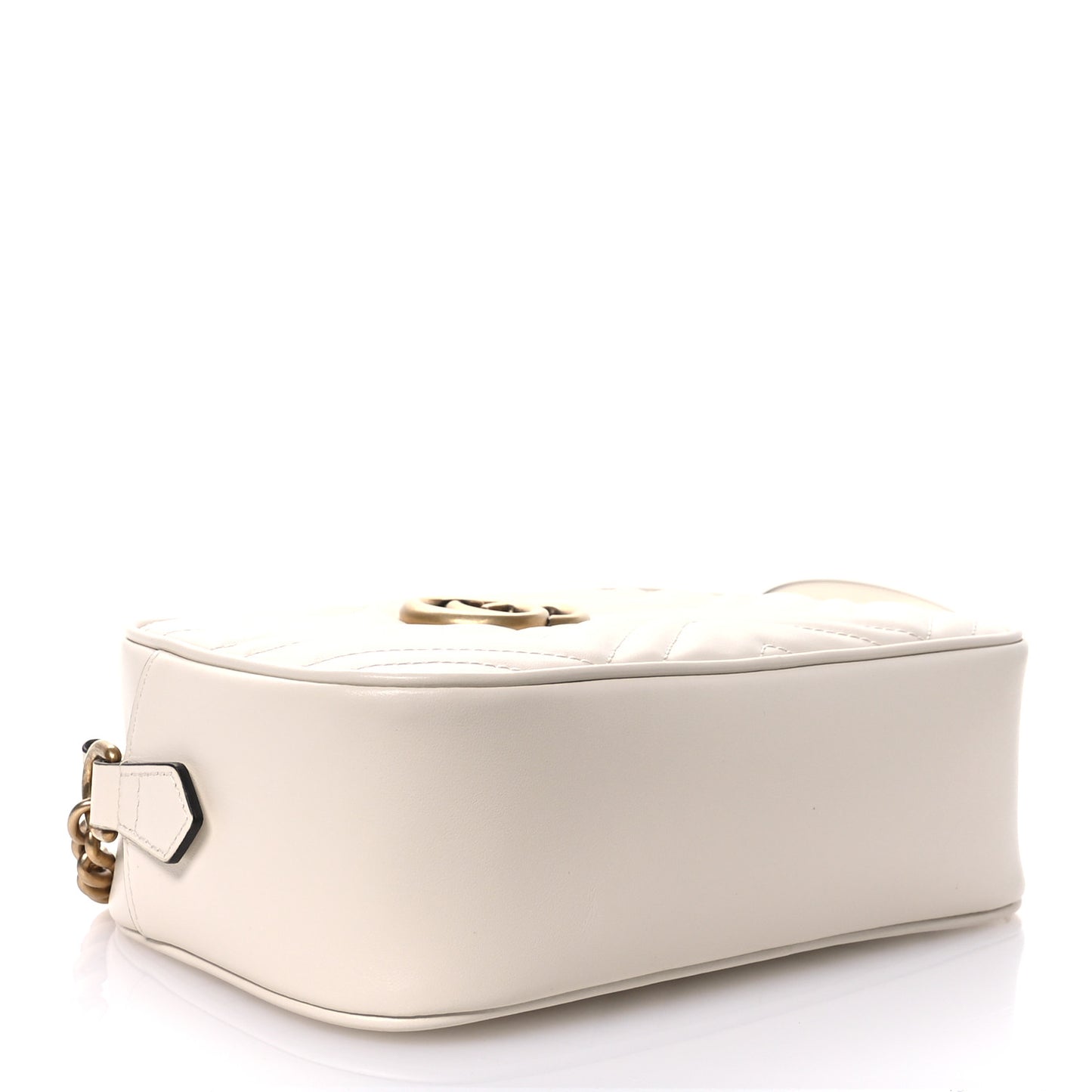 Calfskin Matelasse Small GG Marmont Chain Shoulder Bag White