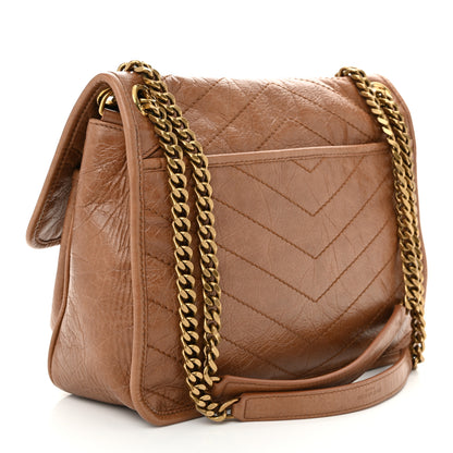 Saint Laurent Crinkled Calfskin Matelasse Monogram Medium Niki Chain Satchel Caramel 3 of 11