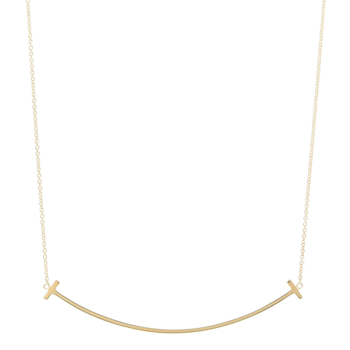 18K Yellow Gold Large T Smile Pendant Necklace