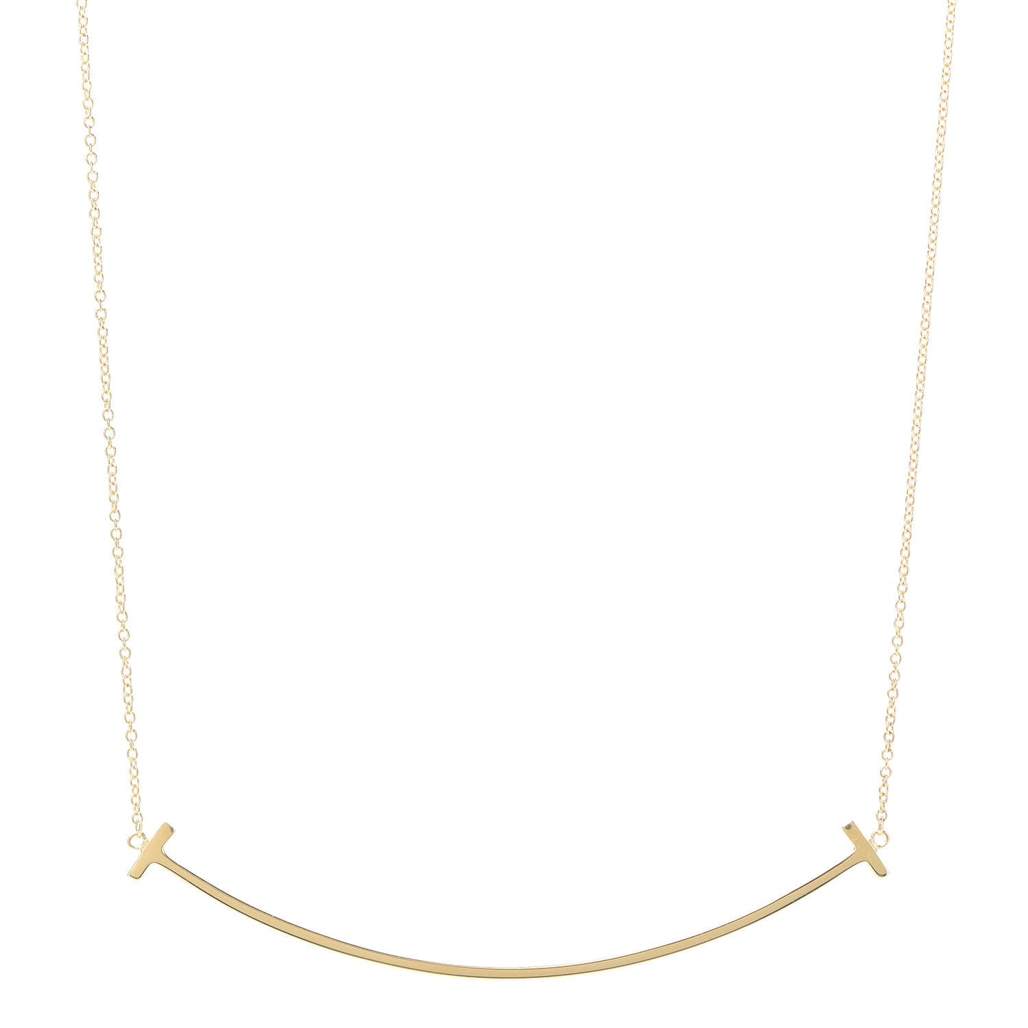 Tiffany 18K Yellow Gold Large T Smile Pendant Necklace 1 of 6