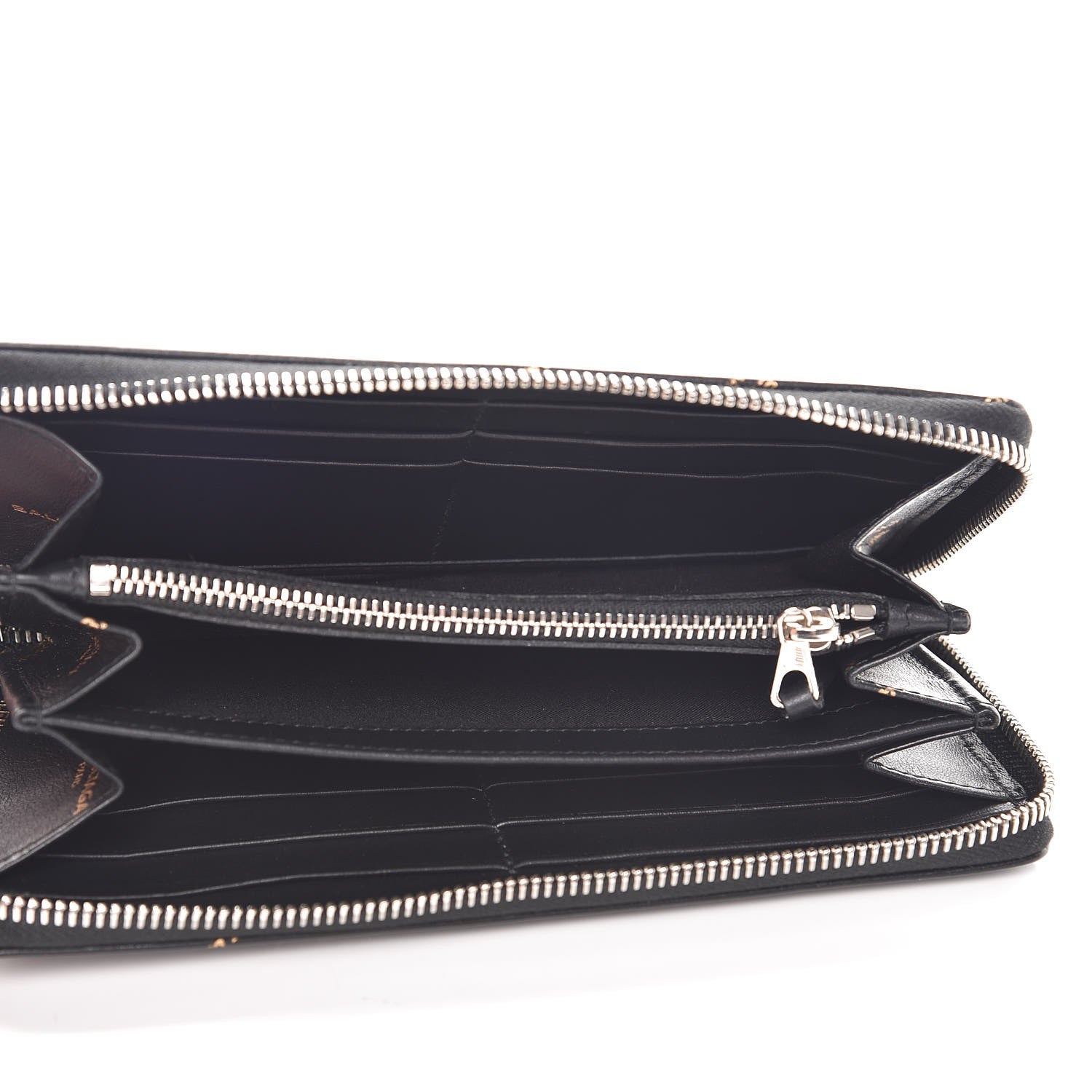 Balenciaga Calfskin Allover Logo Bazar Continental Zip Around Wallet Black Gold 5 of 8