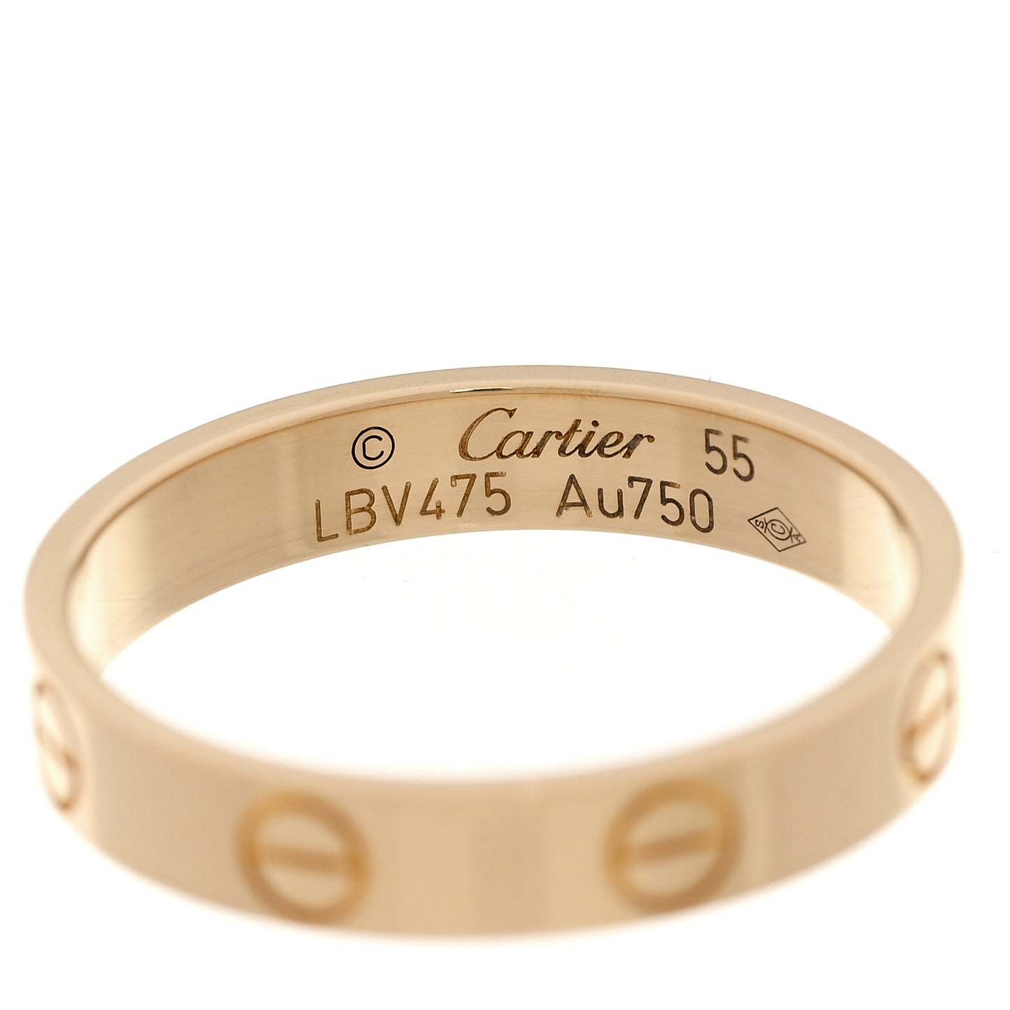 18K Yellow Gold 3.5mm LOVE Wedding Band Ring 55 7.25