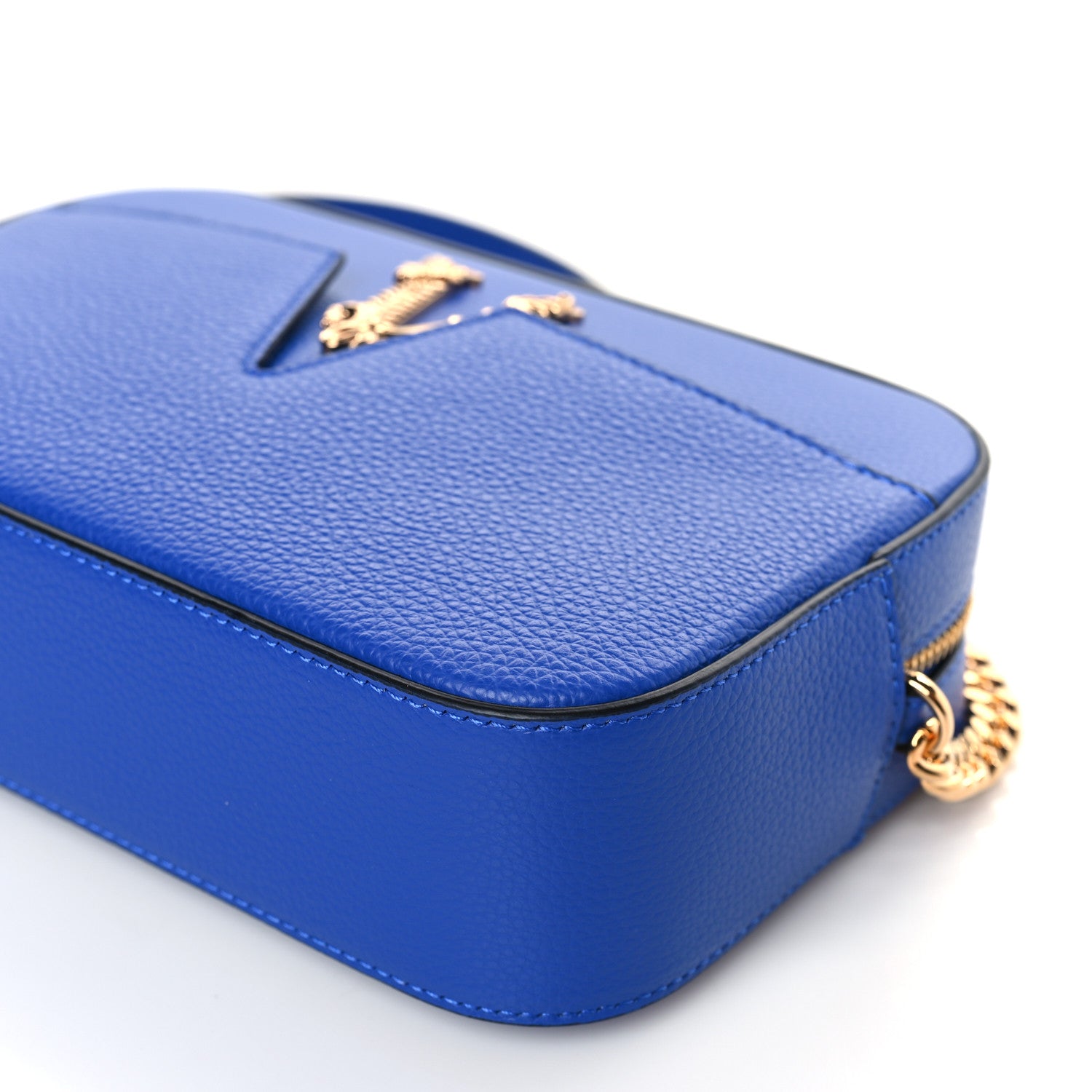 Versace Grainy Calfskin Small Virtus Camera Bag Blue 8 of 8