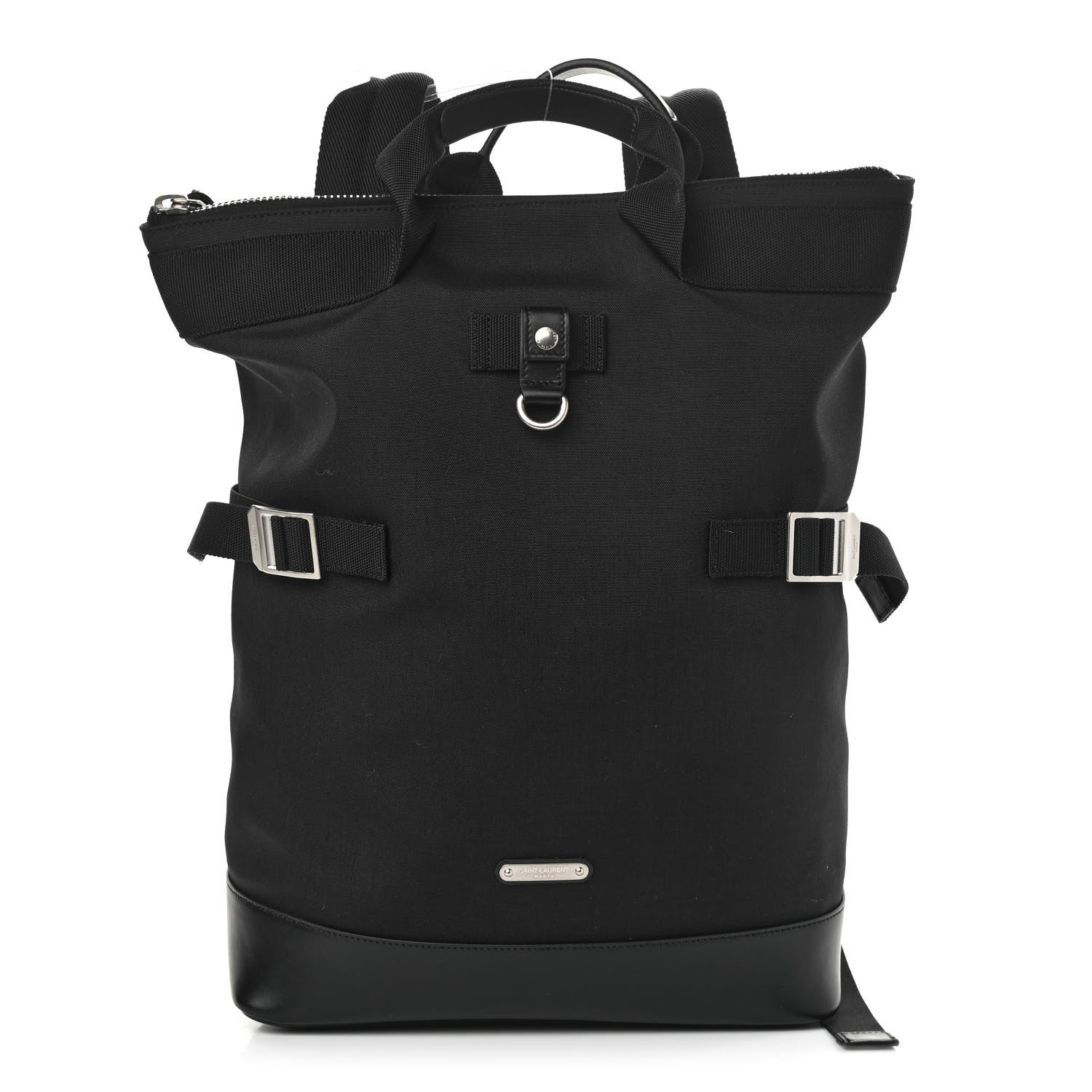 Saint Laurent Canvas Calfskin Rivington Race Convertible Backpack Black 1 of 10