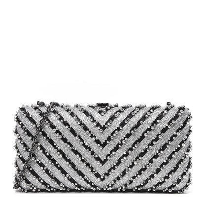 Chanel Mixed Fibers Pearl Evening Clutch Silver Black 1 of 11