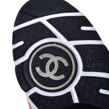 Chanel Fabric Calfskin Suede CC Womens Sneakers 37 White Multicolor 6 of 9