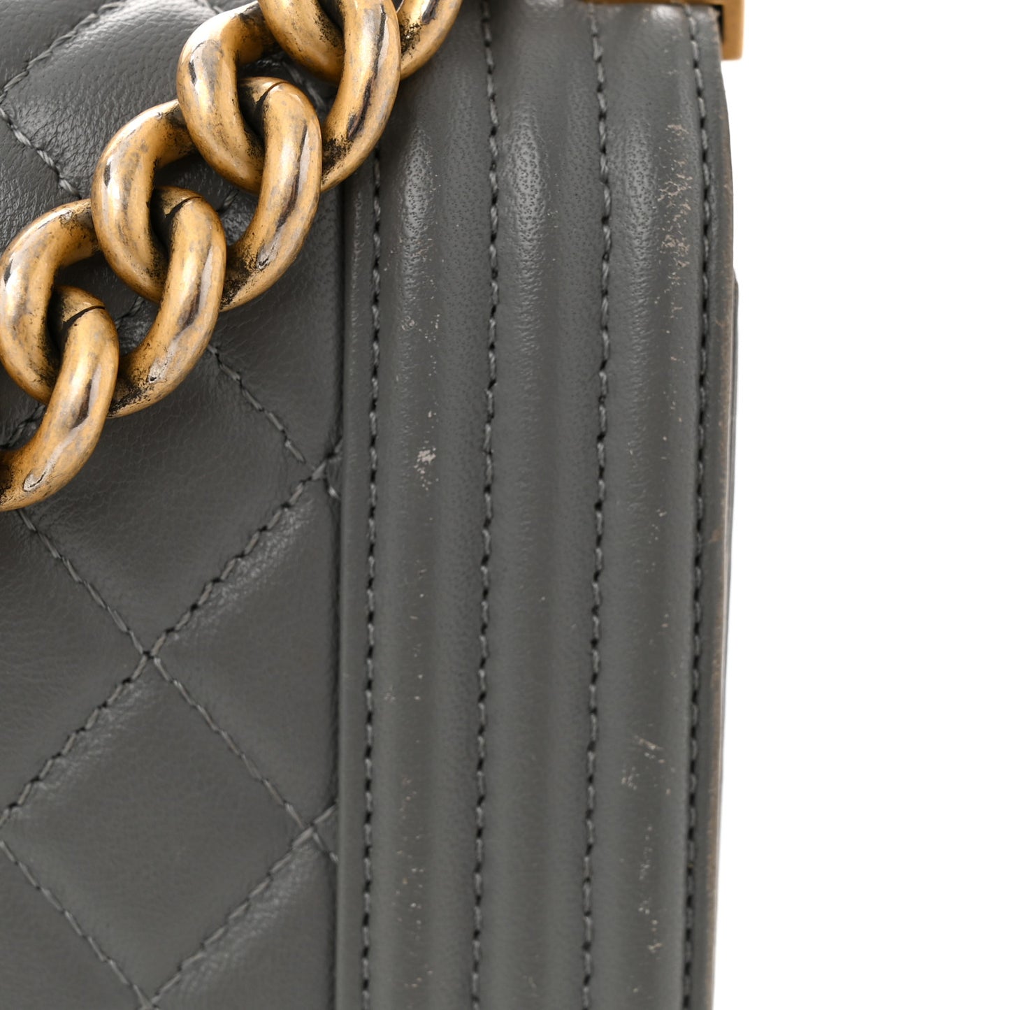 Lambskin Quilted Medium Boy Flap Grey