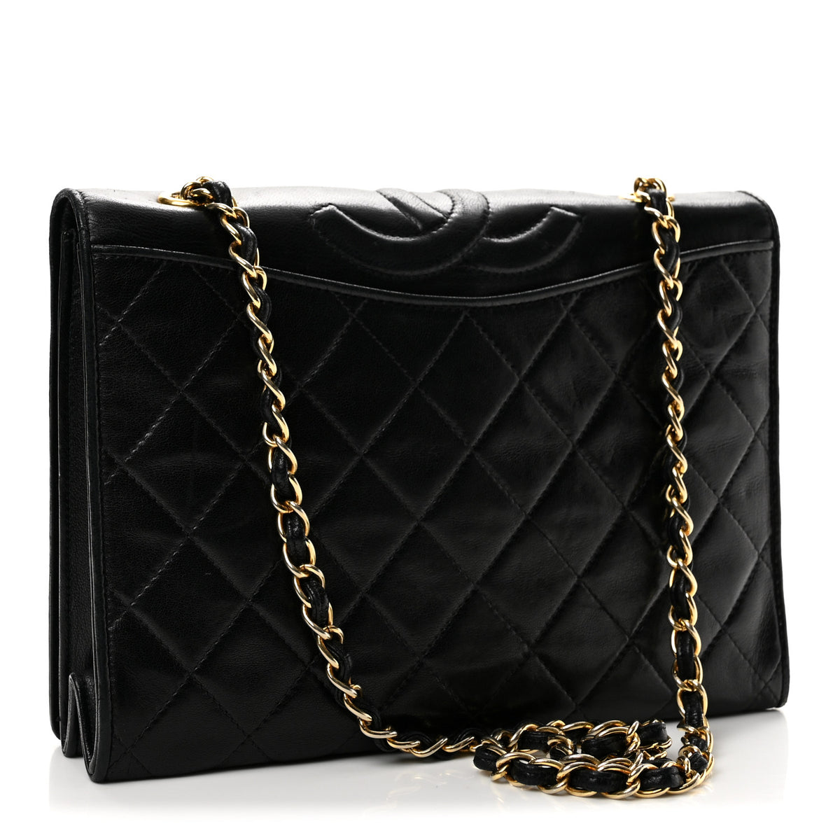 Lambskin Quilted CC Small Single Flap Black