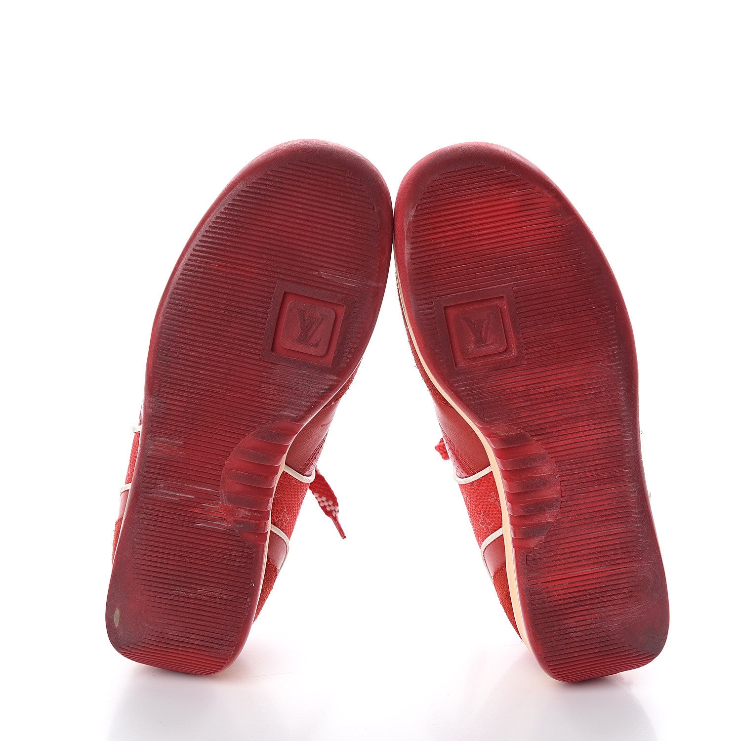Louis Vuitton Suede Calfskin Perforated Monogram Sneaker 35.5 Red 5 of 6