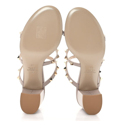 Valentino Garavani Calfskin Rockstud 60mm Caged Slide Sandals 38 Poudre 5 of 8