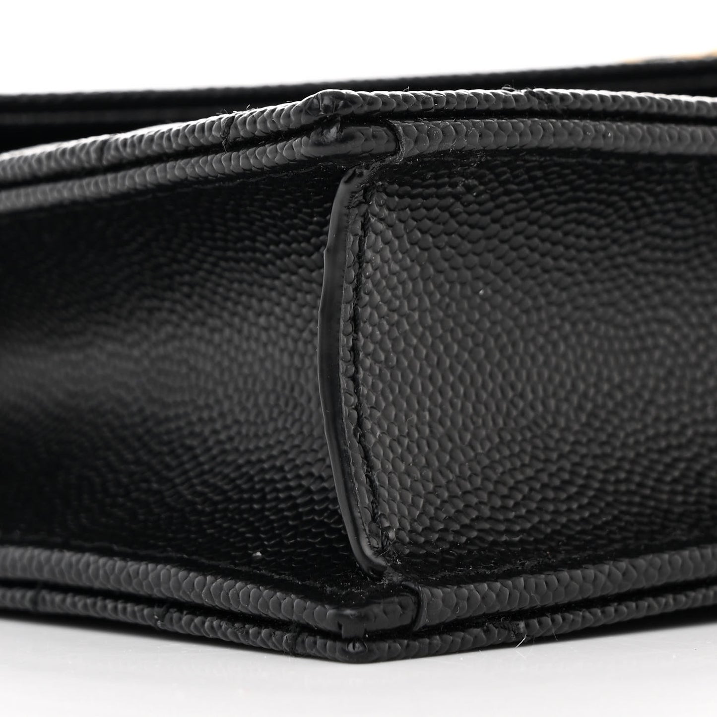 Grain De Poudre Matelasse Chevron Monogram Envelope Chain Wallet Black