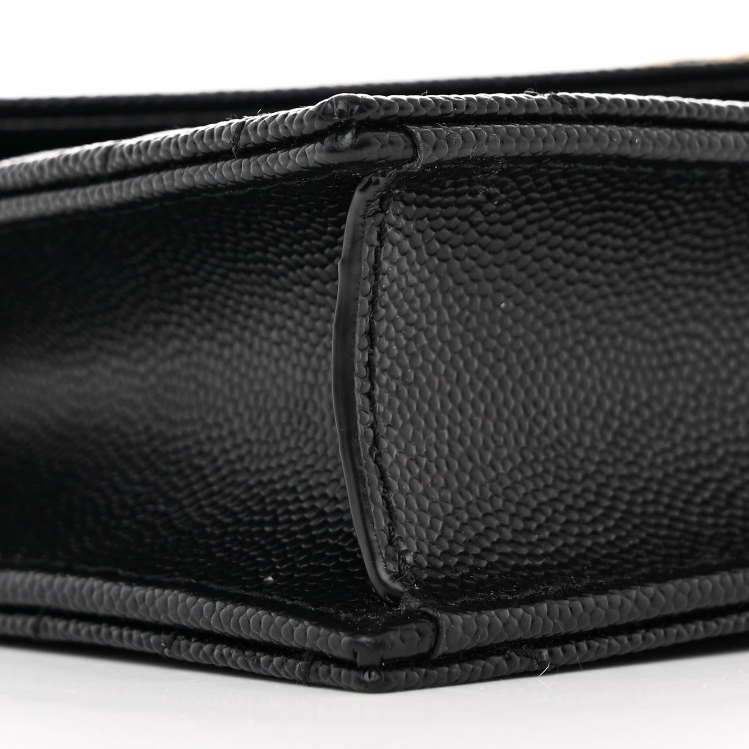 Saint Laurent Grain De Poudre Matelasse Chevron Monogram Envelope Chain Wallet Black 10 of 12