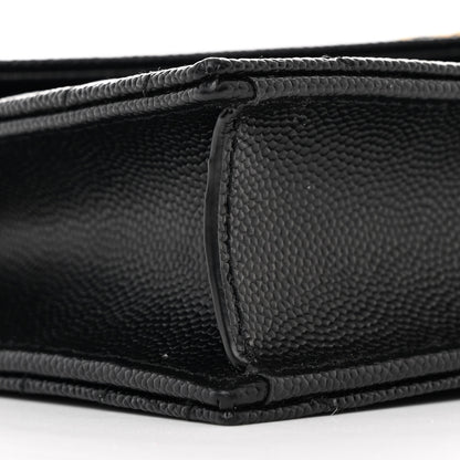 Saint Laurent Grain De Poudre Matelasse Chevron Monogram Envelope Chain Wallet Black 10 of 12