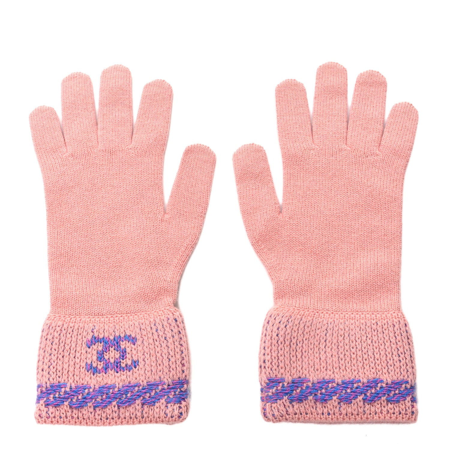 Chanel Cashmere CC Gloves Light Pink Purple 1 of 3