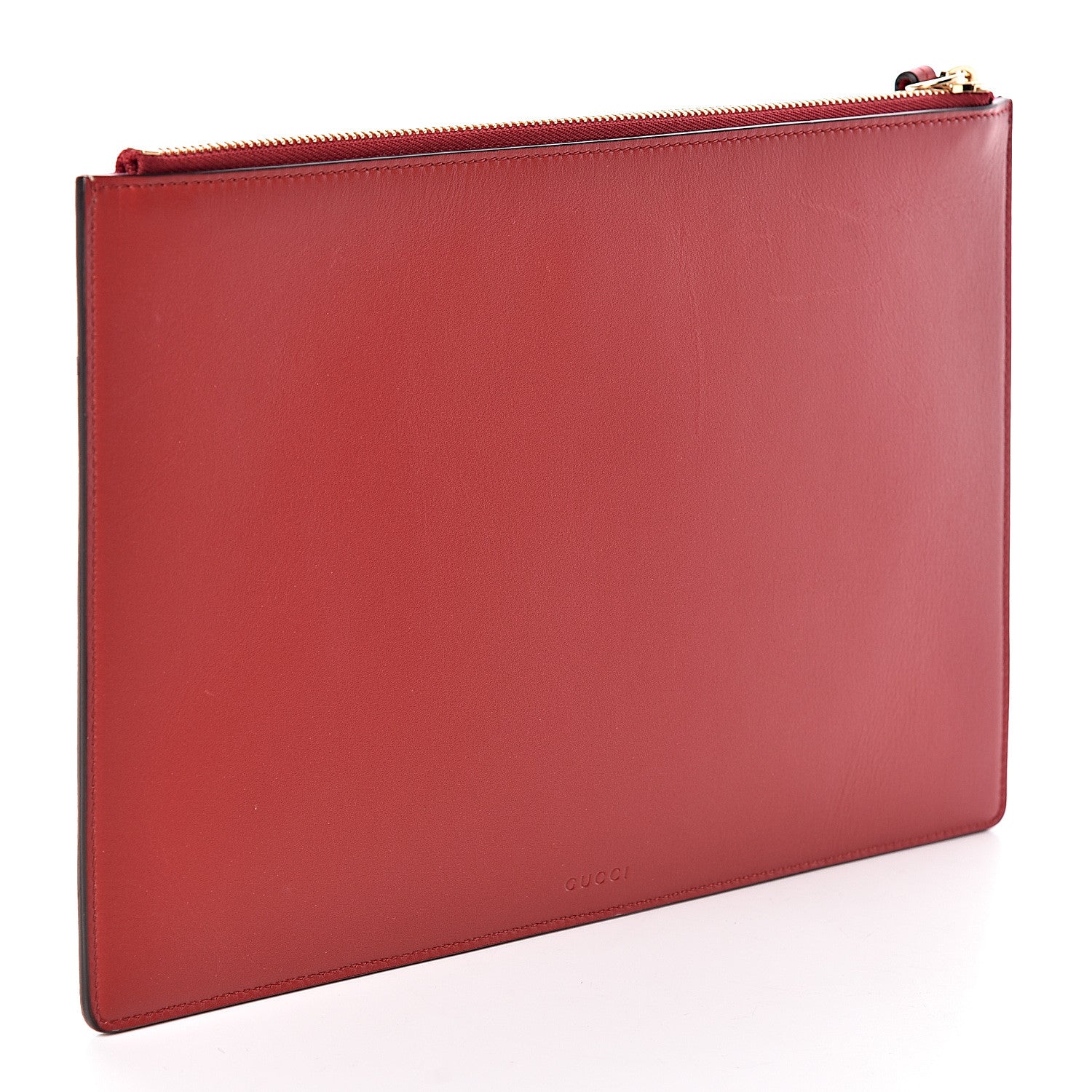 Gucci GG Supreme Monogram Bosco Patch Zip Pouch Beige Malva Hibiscus Red 3 of 8