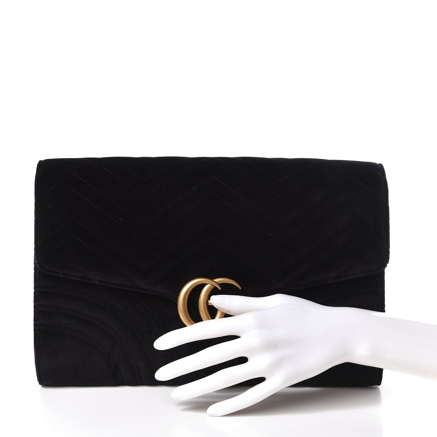 Velvet Matelasse GG Marmont Clutch Black
