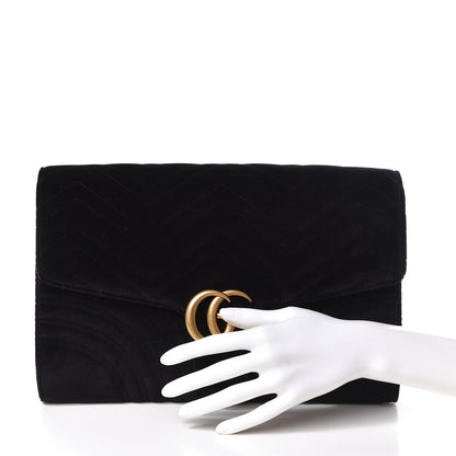 Gucci Velvet Matelasse GG Marmont Clutch Black 2 of 8