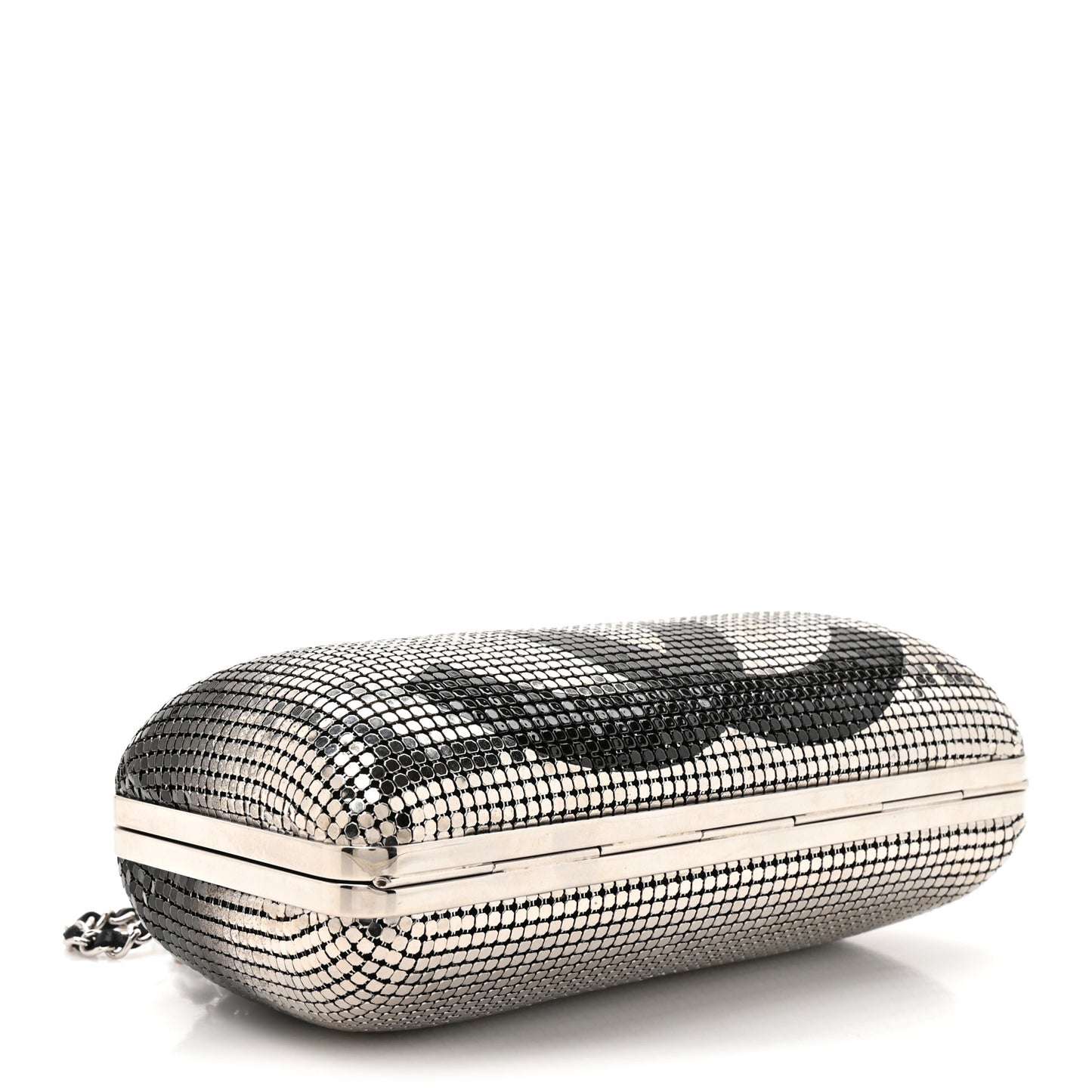 Metallic Lambskin Perforated Hollywood Clutch Silver