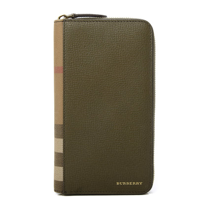 Burberry House Check Calfskin Renfrew Long Zip Around Wallet Green 1 of 7
