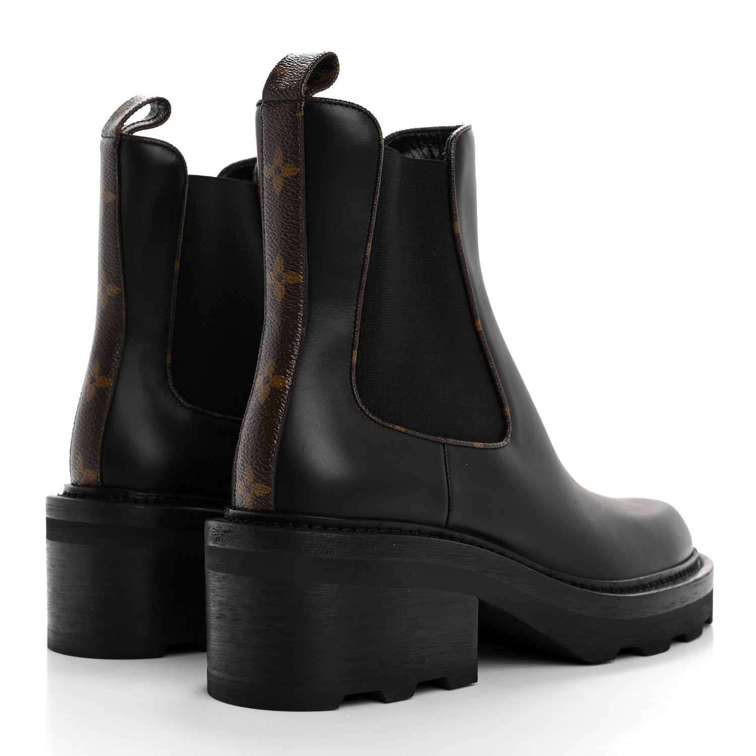 Louis Vuitton Calfskin Monogram Beaubourg Ankle Boots 39 Black 5 of 13