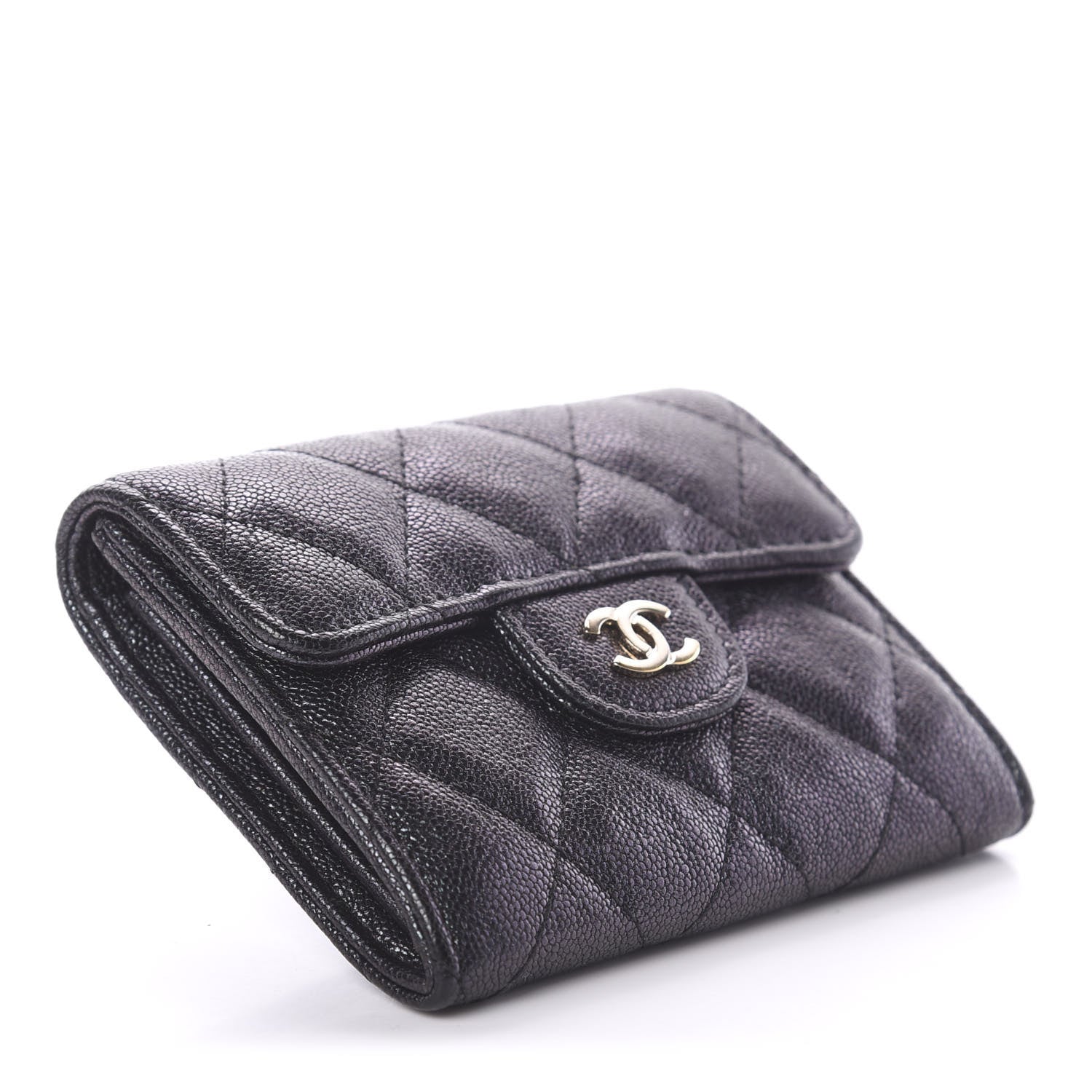 Chanel Iridescent Caviar Quilted Flap Card Holder Wallet Black 3 of 6