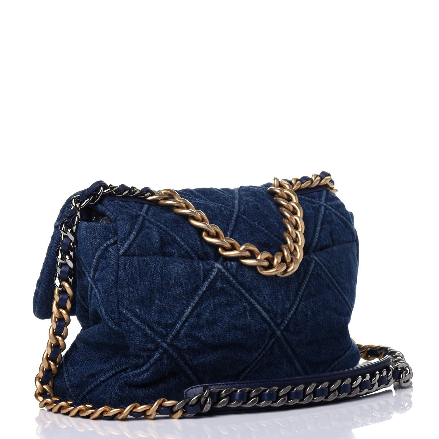 Chanel Denim Quilted Large Chanel 19 Flap Blue 4 of 12