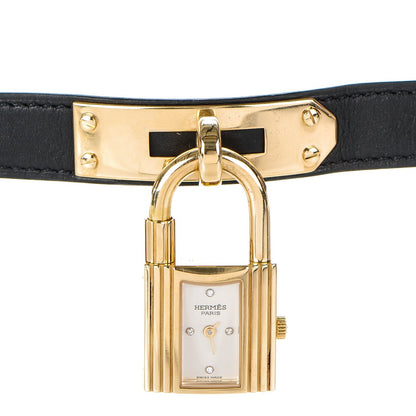 Hermes Stainless Steel Barenia 20mm Kelly Cadena Double Tour Quartz Watch Noir 1 of 8