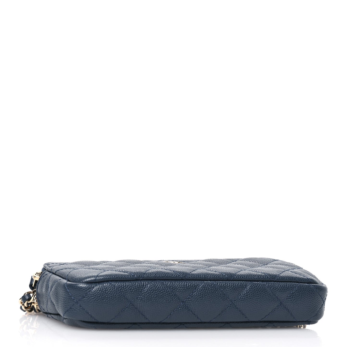 Caviar Quilted Small Clutch With Chain Blue