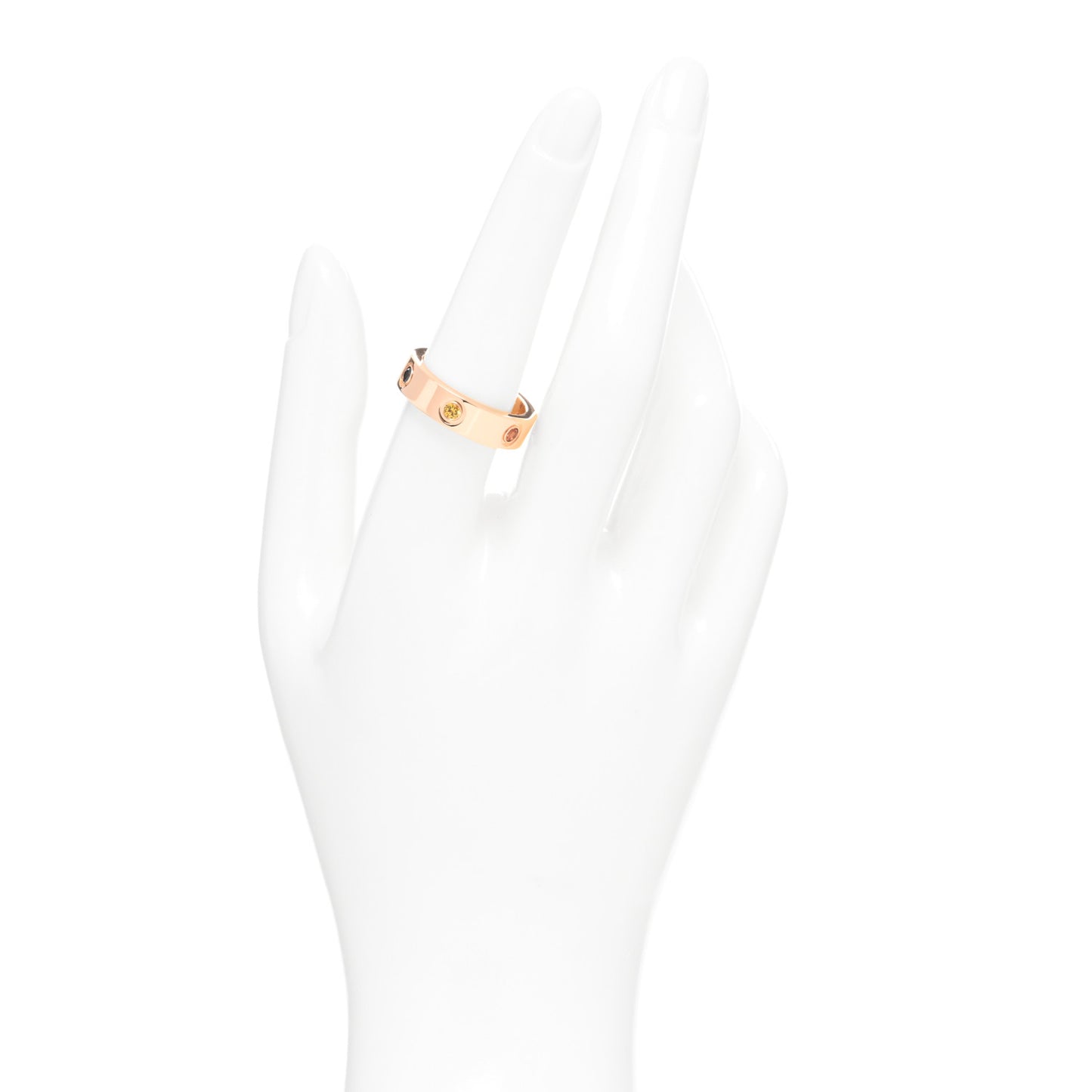 18K Pink Gold Sapphire Garnet Amethyst 5.5mm LOVE Ring 57 8