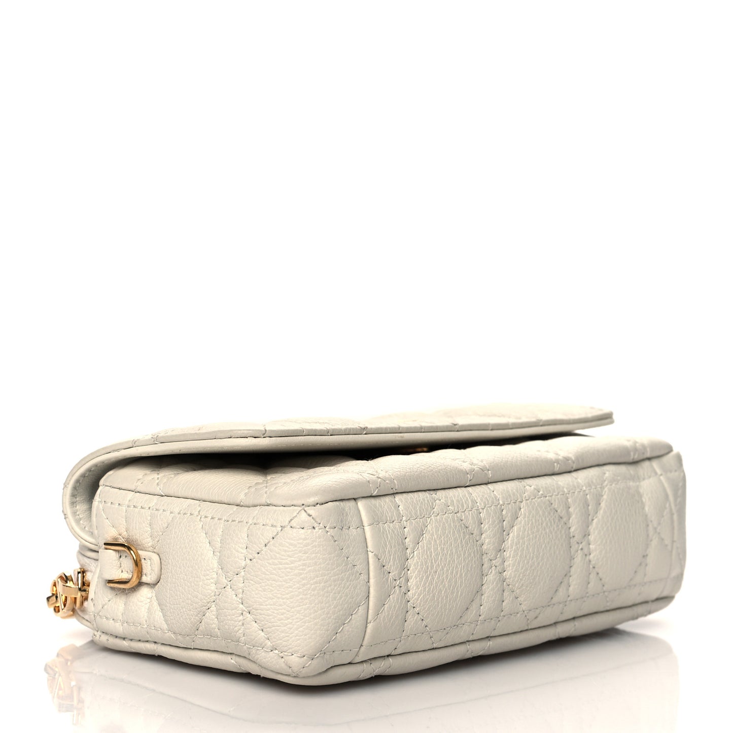 Supple Calfskin Cannage Caro Pouch with Chain Latte