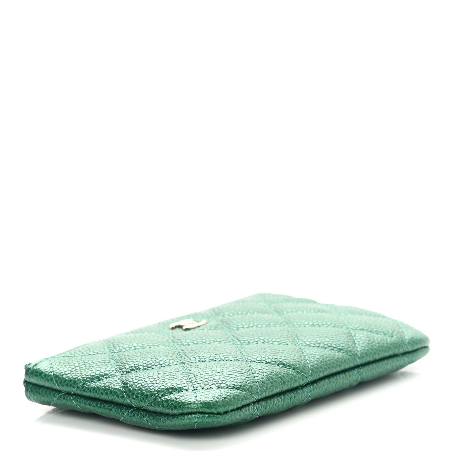 Chanel Metallic Caviar Quilted Small Cosmetic Case Green 4 of 8