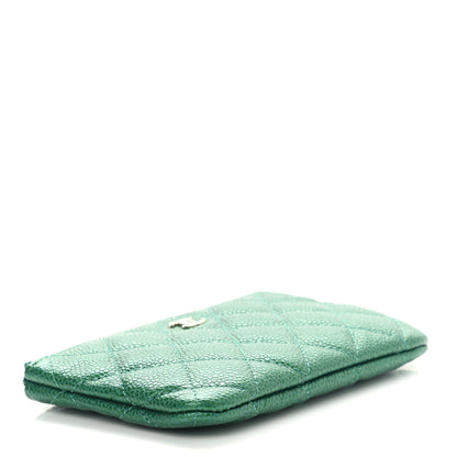 Chanel Metallic Caviar Quilted Small Cosmetic Case Green 4 of 8