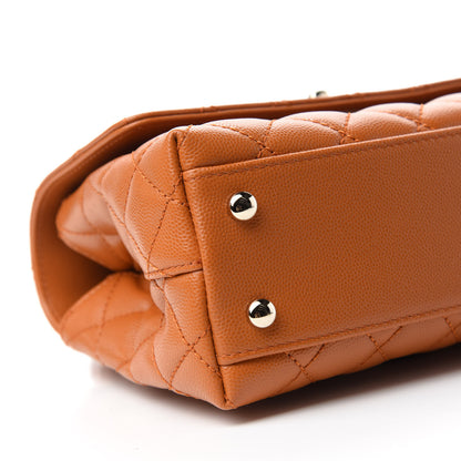 Chanel Caviar Quilted Mini Coco Handle Flap Light Brown 6 of 11