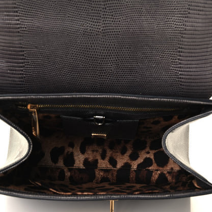 Dolce & Gabbana Lizard Calfskin Embossed Medium Monica Top Handle Bag Grey 4 of 4