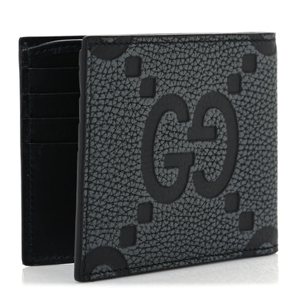 Gucci Piuma Calfskin Jumbo GG Embossed Wallet Dark Grey Black 3 of 7
