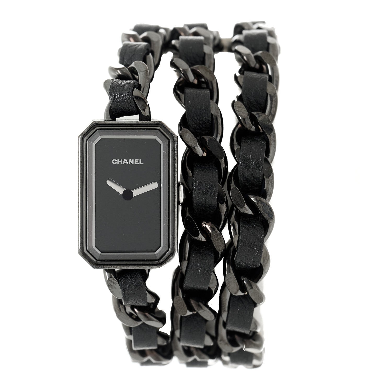Chanel Stainless Steel Lambskin 16mm Premiere Rock Triple Row Quartz Watch Black 1 of 5