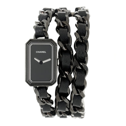 Chanel Stainless Steel Lambskin 16mm Premiere Rock Triple Row Quartz Watch Black 1 of 5