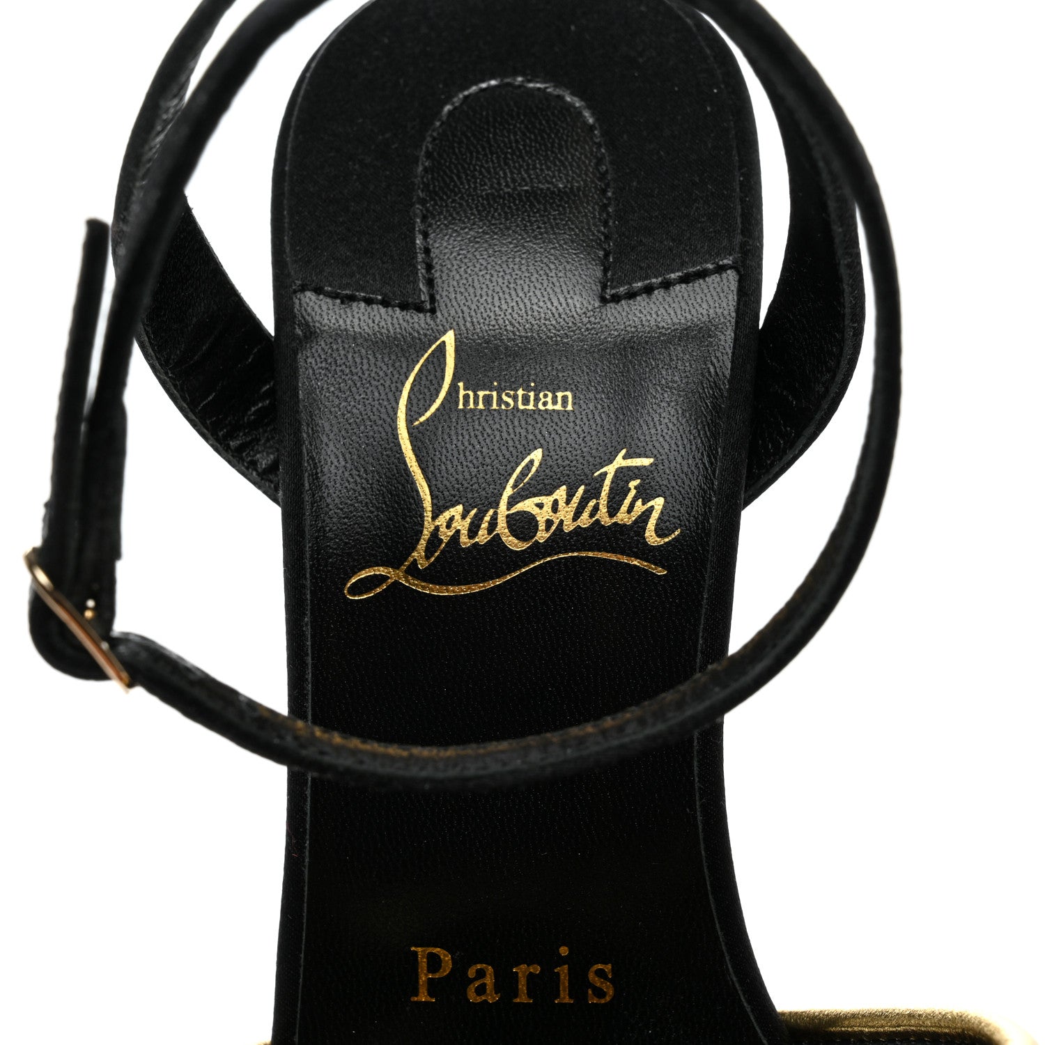 Christian Louboutin Metallic Nappa Laminato Just Me 100 Sandals 35 Black Gold 7 of 8
