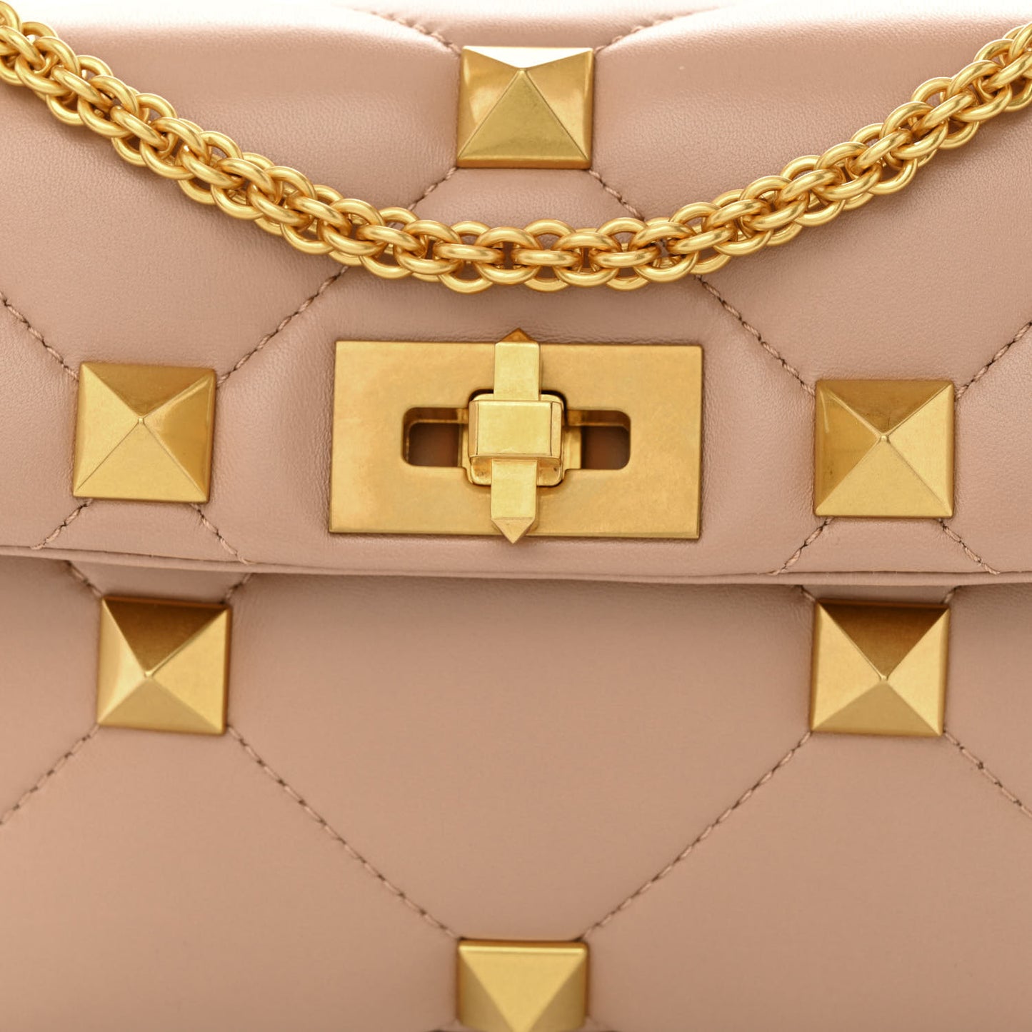 Nappa Medium Roman Stud Shoulder Bag Rose Cannelle