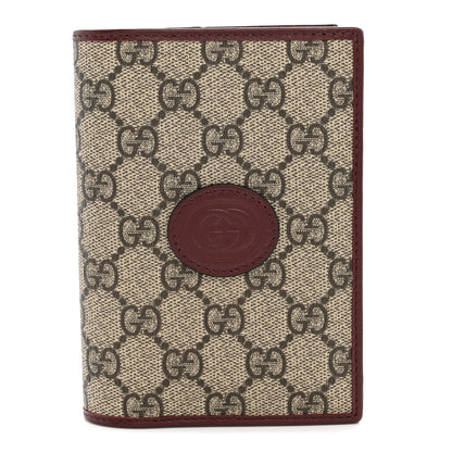 Gucci GG Supreme Monogram Azalea Calfskin Retro Interlocking G Passport Case Beige Red 1 of 8