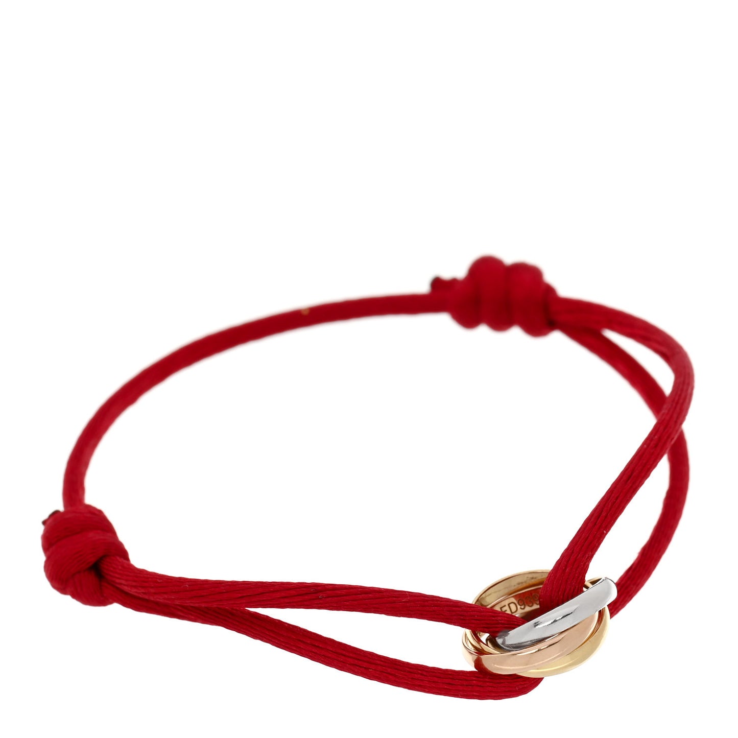 18K Pink Yellow White Gold Trinity Cord Bracelet Red