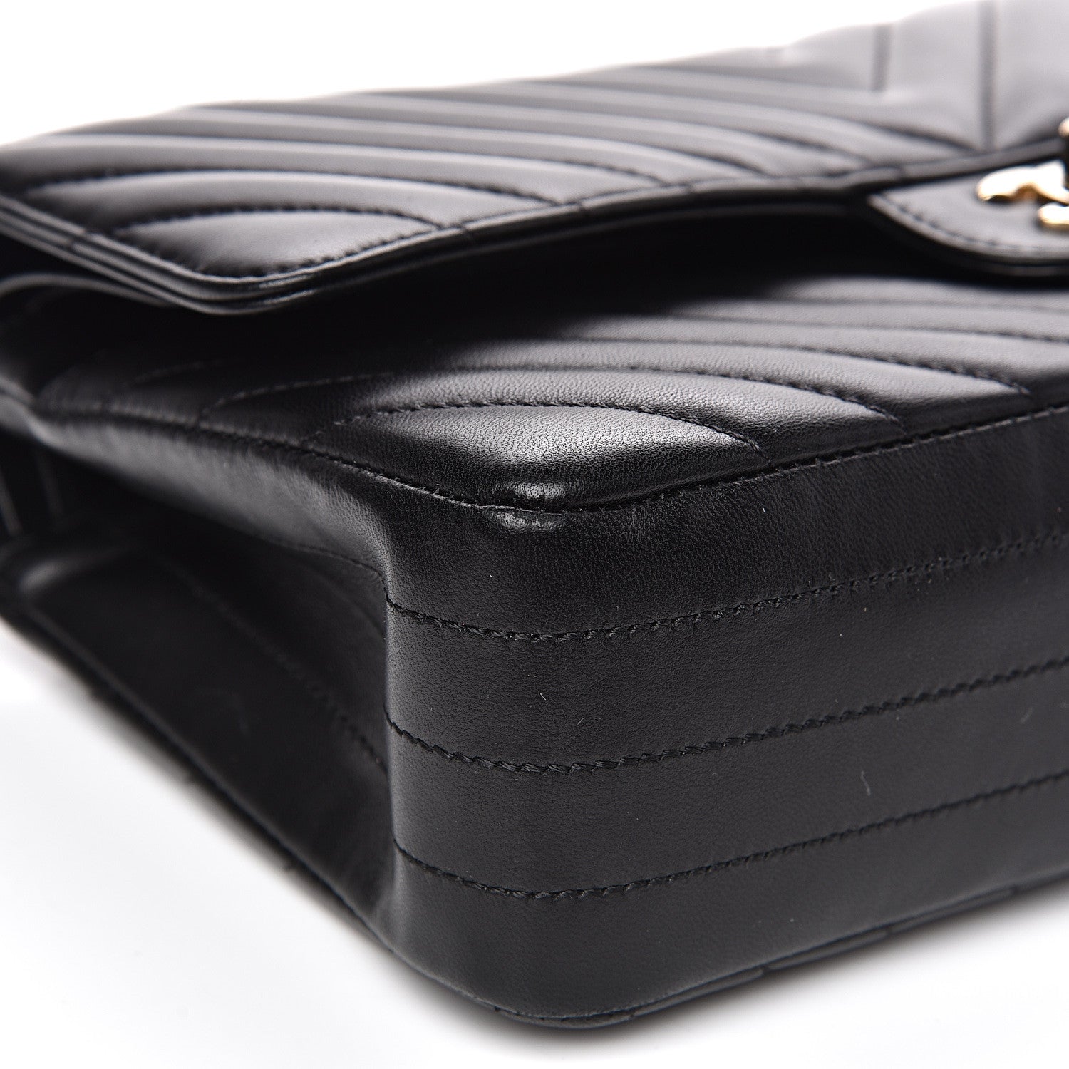 Chanel Lambskin Chevron Quilted Medium Double Flap Black 9 of 13