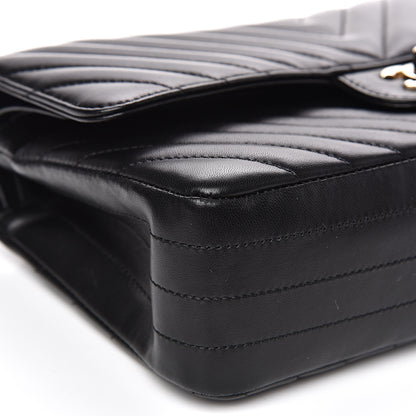 Chanel Lambskin Chevron Quilted Medium Double Flap Black 9 of 13