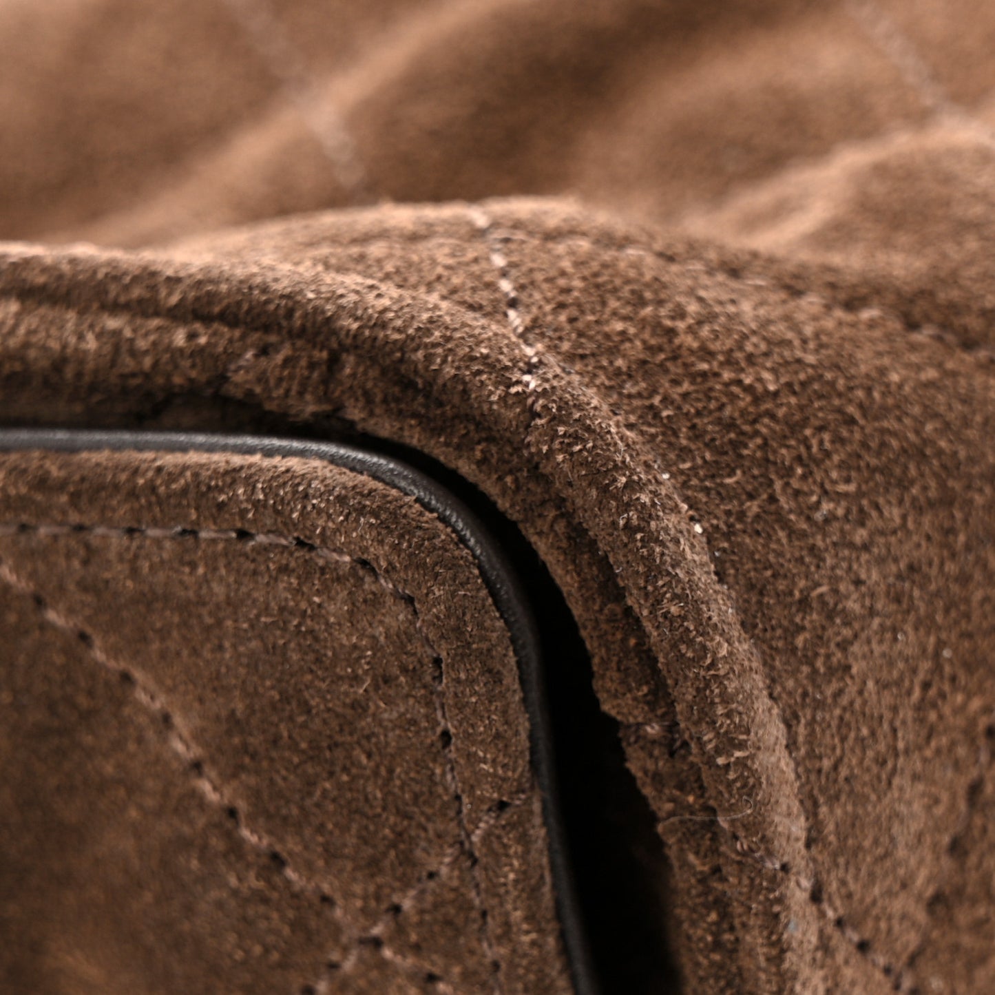 Suede Quilted Small Chanel 25 Handbag Dark Brown